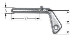 Vorsteckbolzen, &Oslash; 16 x 80 x 64 mm, mit Kette/Haken